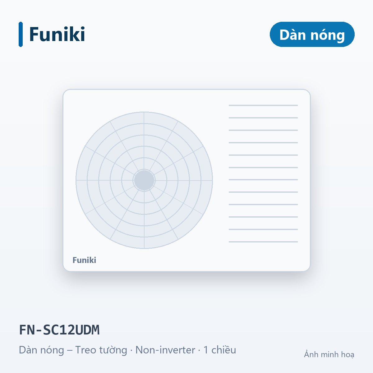 Điều hòa Funiki 12.000BTU 1 chiều FN-SC12DM – ảnh minh hoạ dàn nóng/phụ kiện