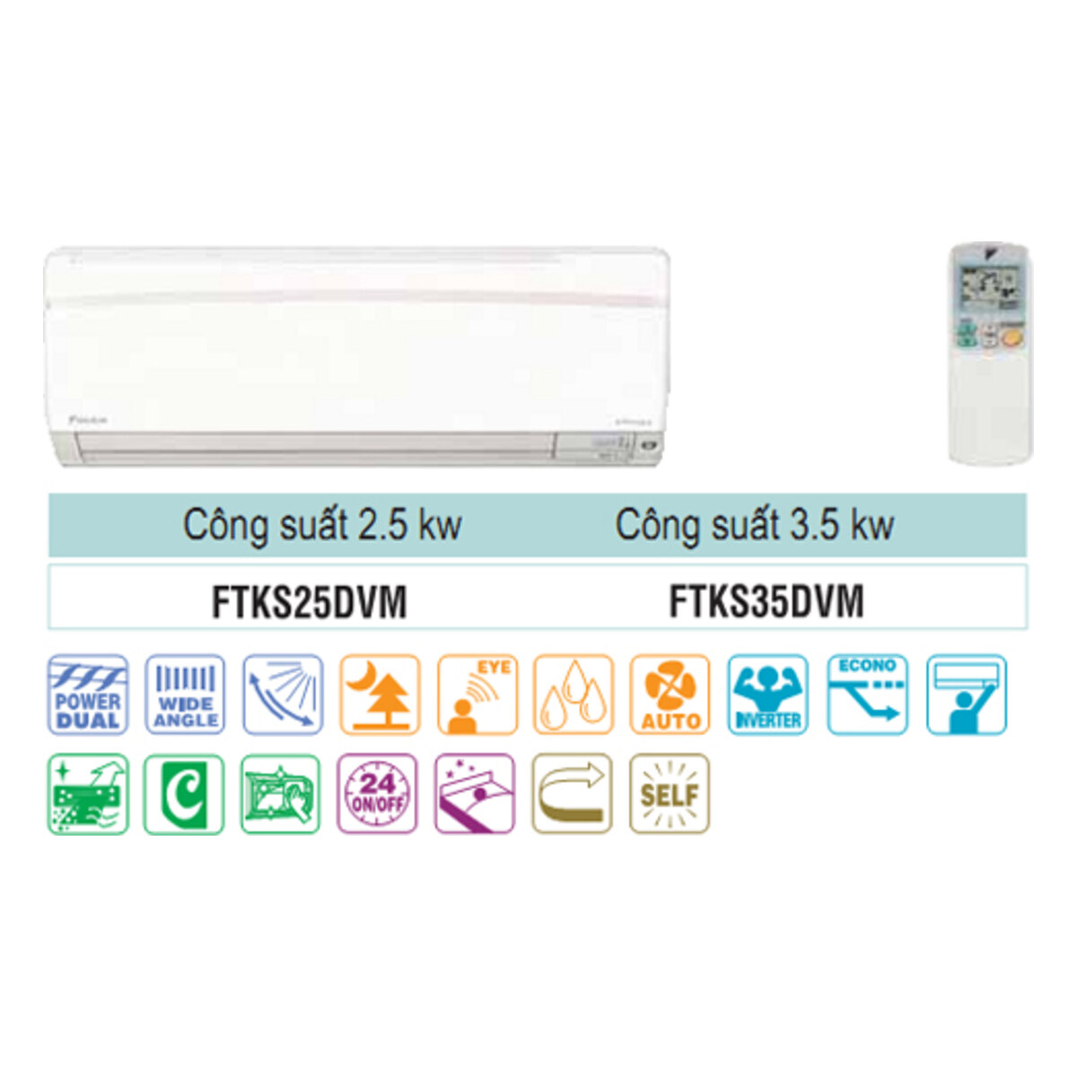 Dàn lạnh điều hòa multi treo tường Daikin Inverter 9.000 BTU FTKS25DVM