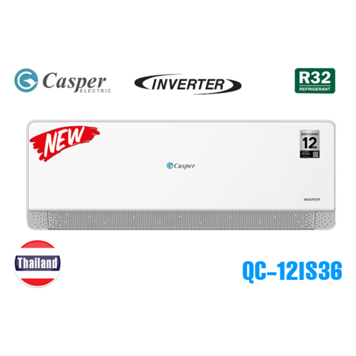 Điều hòa Casper Inverter 12.000 BTU 1 chiều QC-12IS36