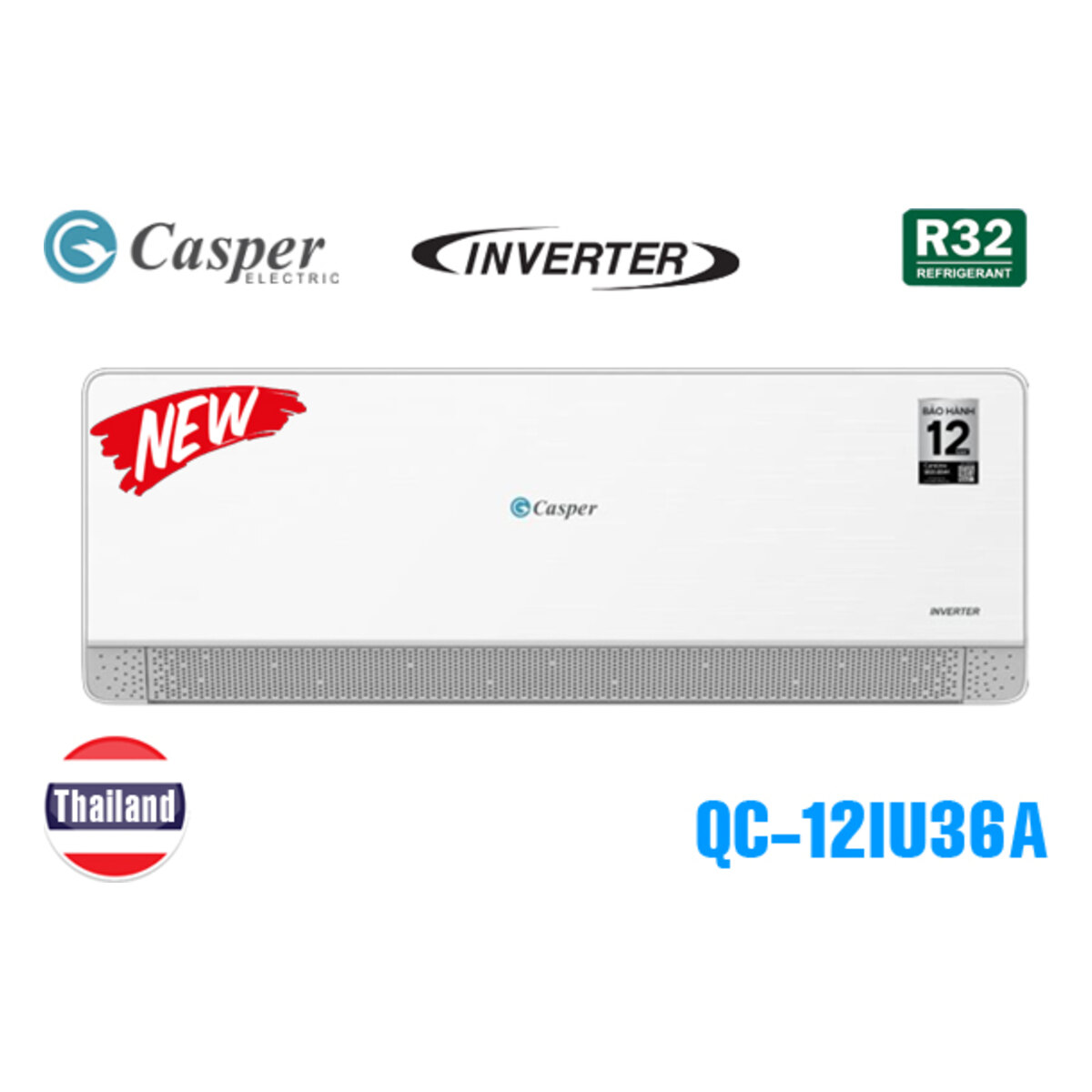 Điều hòa Casper Inverter 12.000 BTU 1 chiều QC-12IU36A
