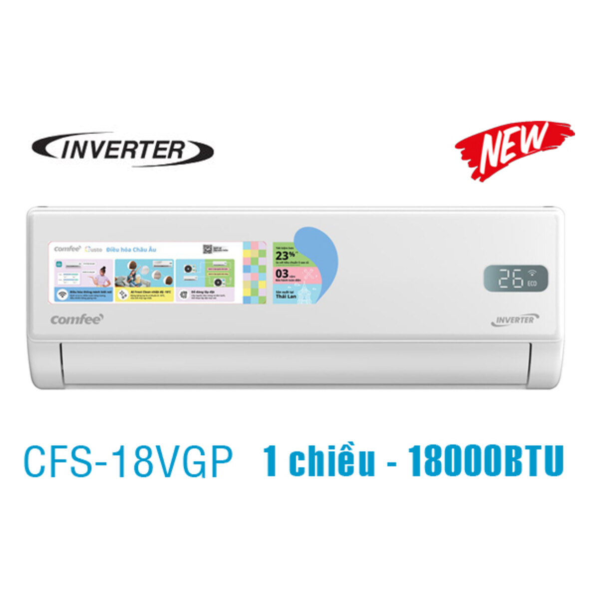 Điều hòa Comfee Inverter 18.000 BTU 1 chiều CFS-18VGP