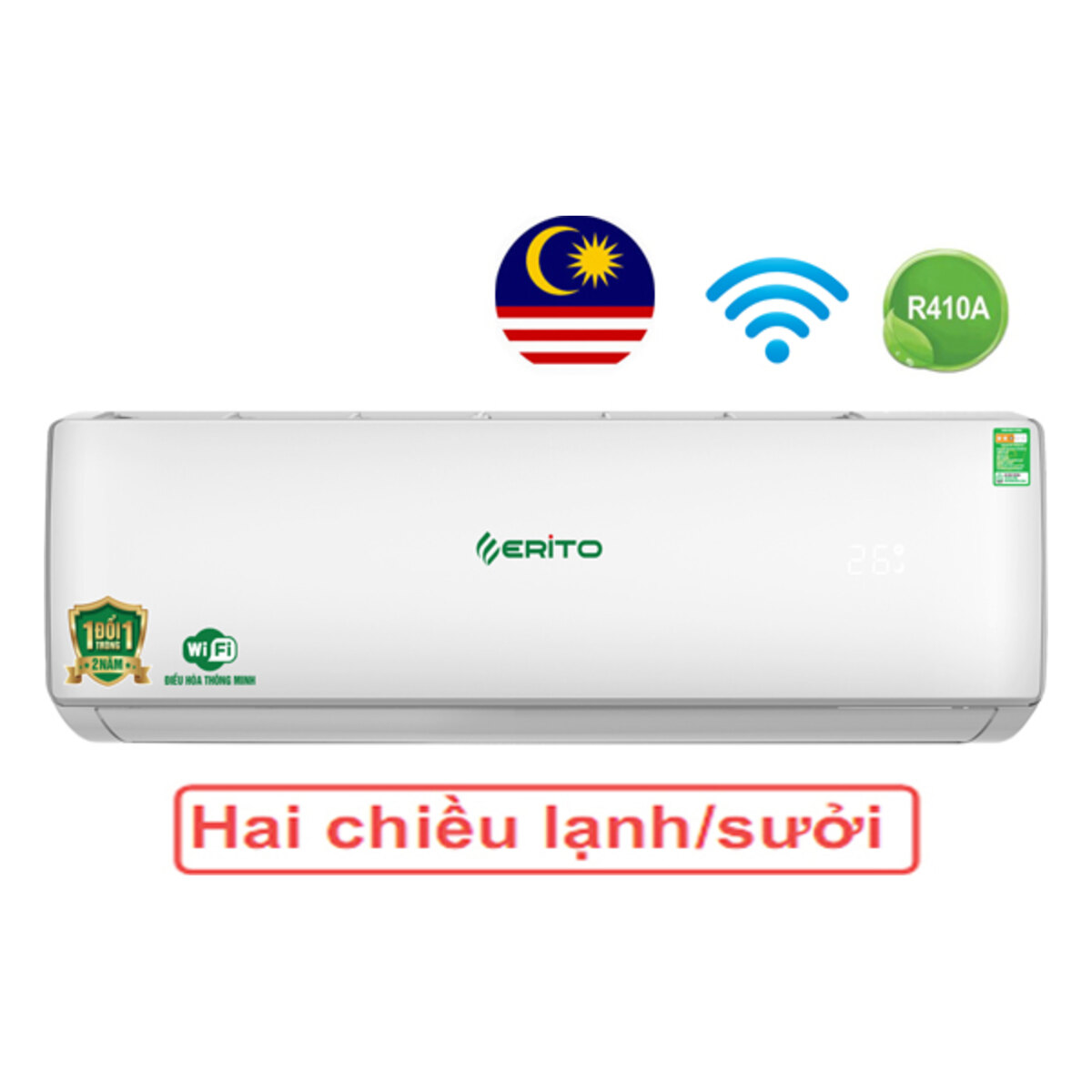Điều hòa Erito 9.000 BTU 2 chiều N15HS1